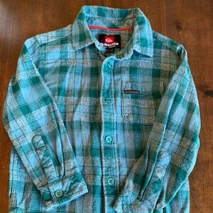 Quiksilver Kids Green Plaid Flannel Button Down Shirt 3T/3